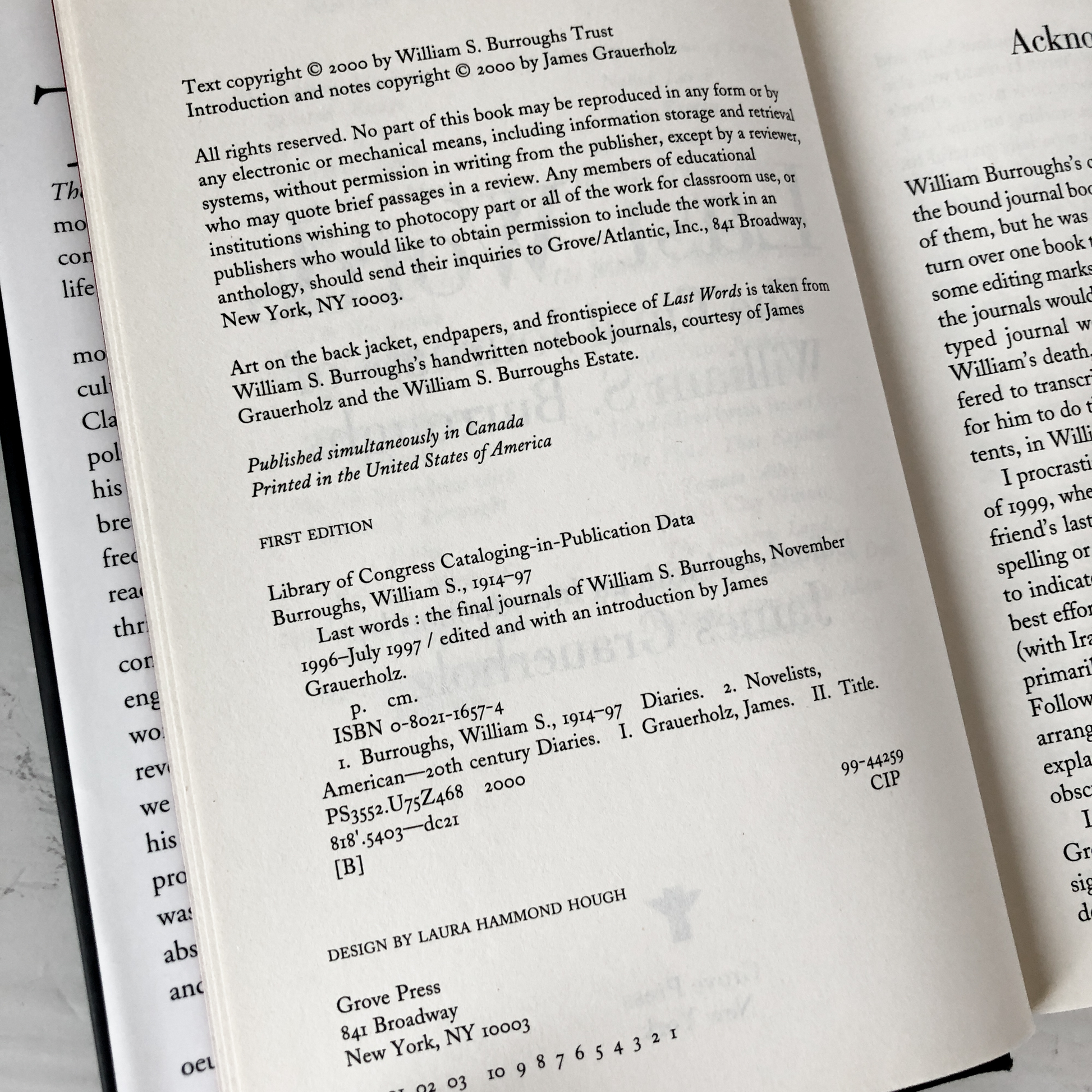 Last Words: The Final Journals of William S. Burroughs [FIRST EDITION / FIRST PRINTING] - Bookshop Apocalypse