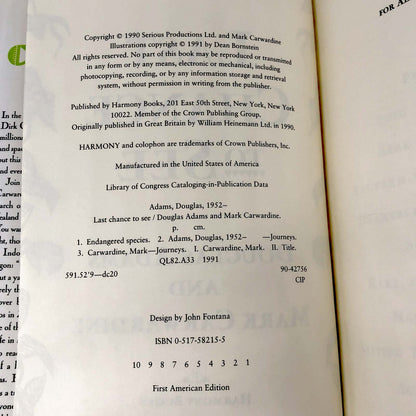 Last Chance to See by Douglas Adams & Mark Carwardine [FIRST EDITION / FIRST PRINTING] 1991