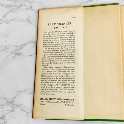 Last Chapter by Ernie Pyle [FIRST EDITION • FIRST PRINTING] 1946