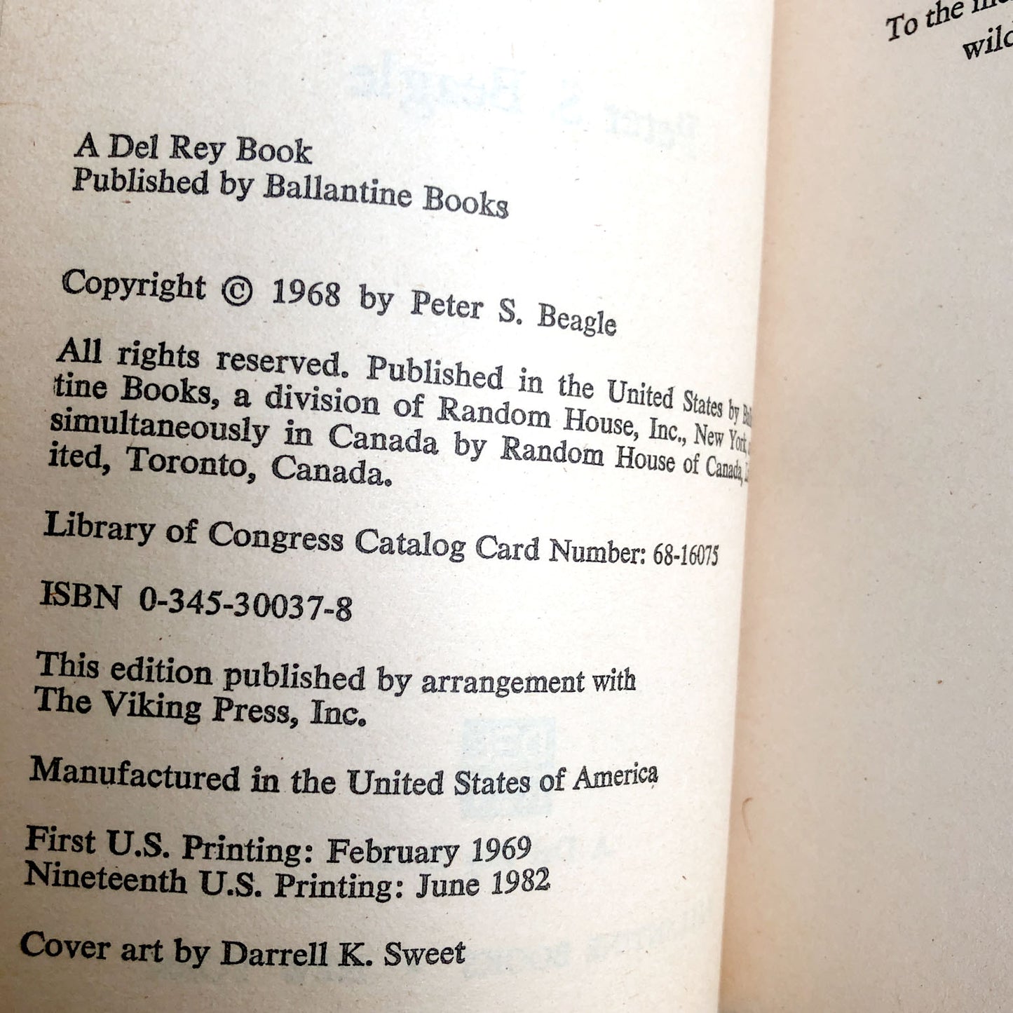 The Last Unicorn by Peter S. Beagle [1982 PAPERBACK]