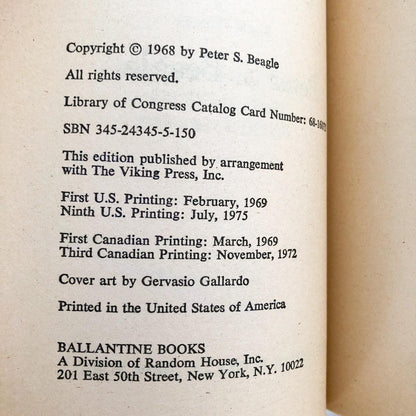 The Last Unicorn by Peter S. Beagle [FIRST PAPERBACK EDITION] 1975 • Ballantine