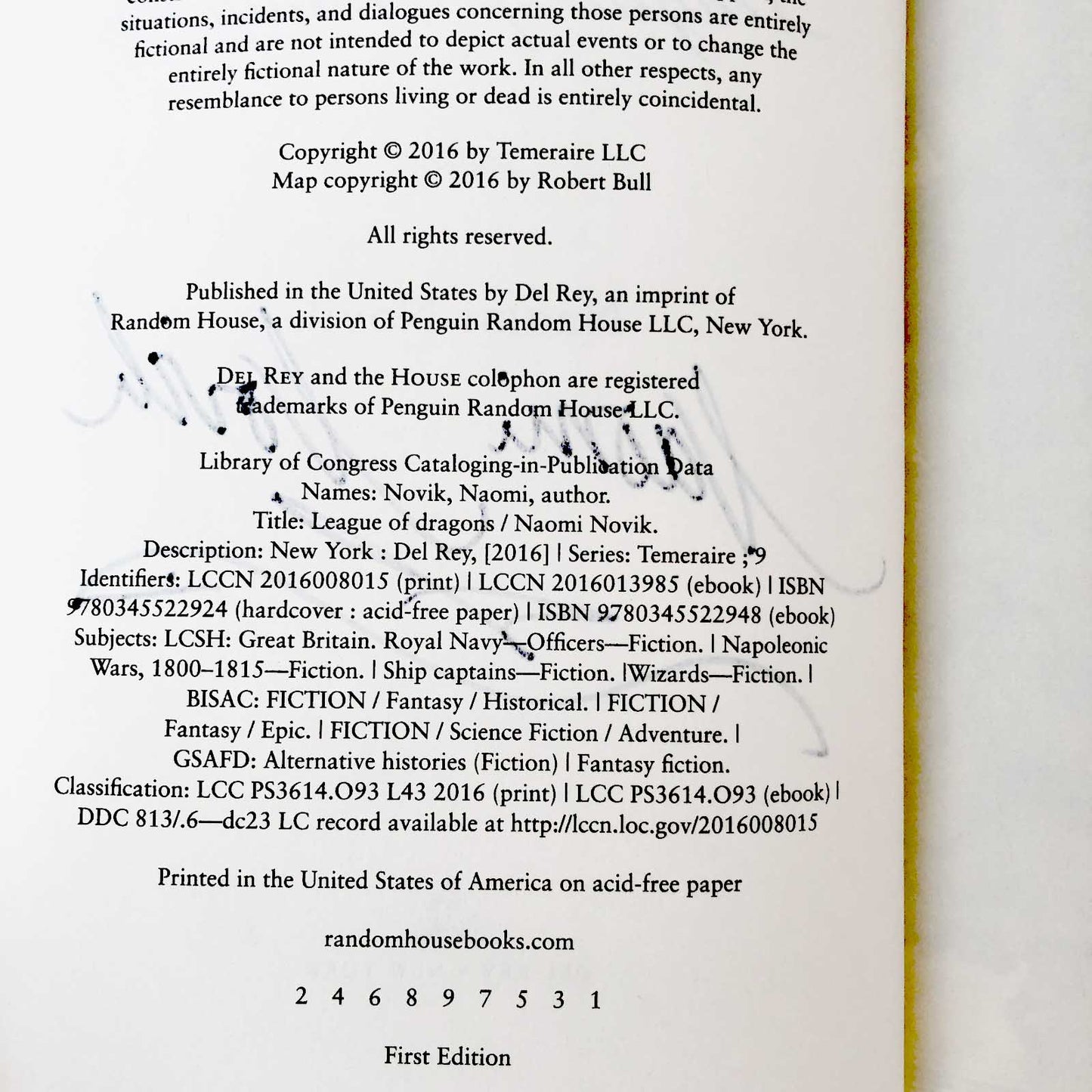 League of Dragons by Naomi Novik SIGNED! [FIRST EDITION / FIRST PRINTING] Temeraire #9