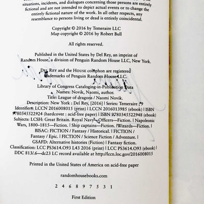 League of Dragons by Naomi Novik SIGNED! [FIRST EDITION / FIRST PRINTING] Temeraire #9