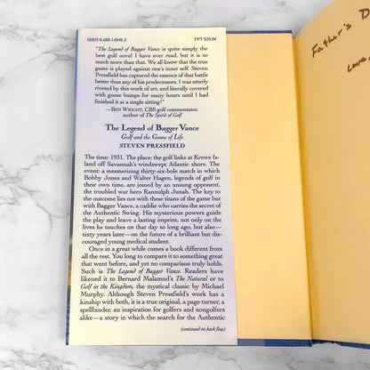 The Legend of Bagger Vance by Steven Pressfield [FIRST EDITION • FIRST PRINTING] 1995 1989