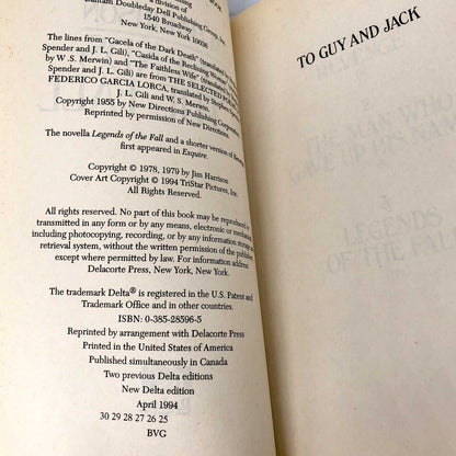 Legends of the Fall by Jim Harrison [TRADE PAPERBACK] 1994