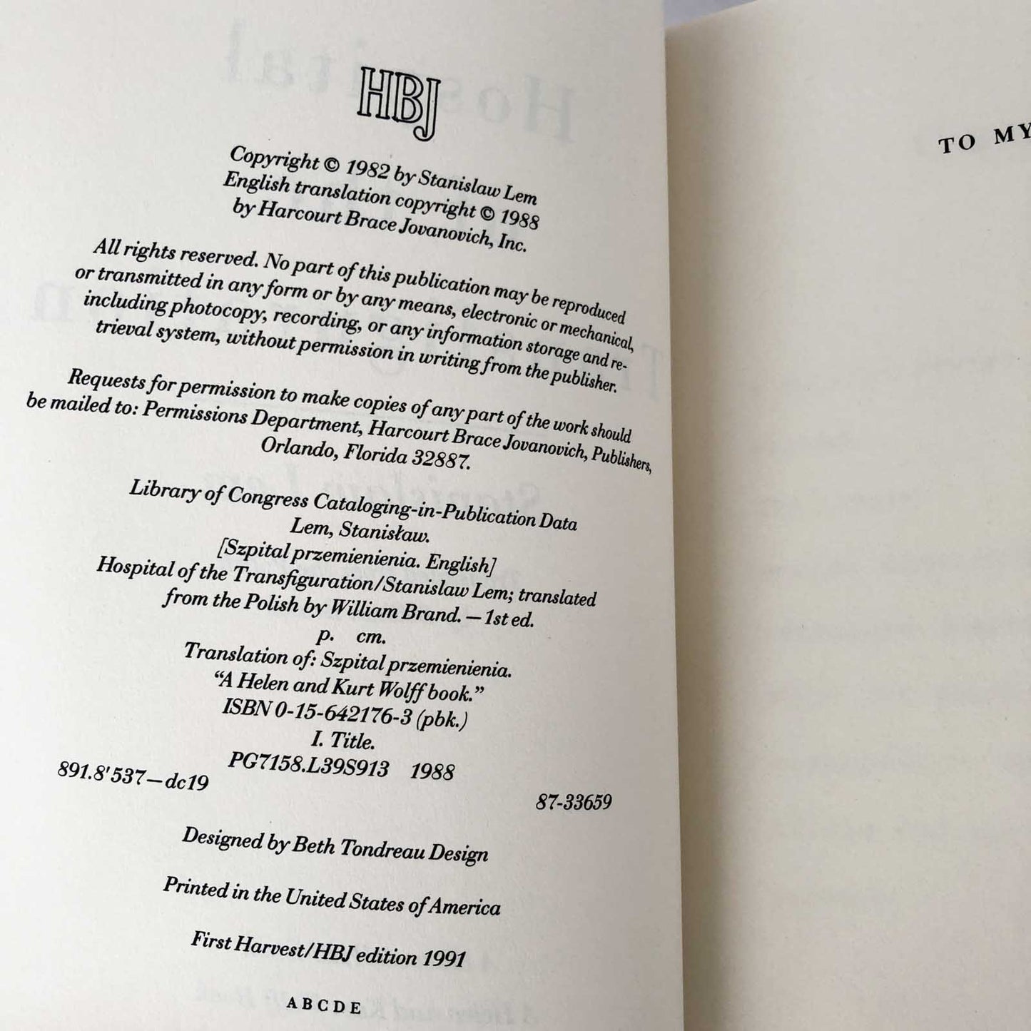 Hospital of the Transfiguration by Stanisław Lem [TRADE PAPERBACK] 1991