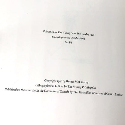 Lentil by Robert McCloskey [FIRST EDITION • 12th PRINTING] 1968 • The Viking Press