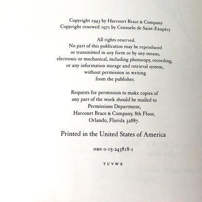 Le Petit Prince [The Little Prince] by Antoine de Saint-Exupéry [FRENCH HARDCOVER RE-PRINT] • 1971 • Harcourt
