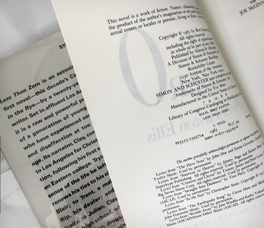 Less Than Zero by Bret Easton Ellis [FIRST EDITION] - Bookshop Apocalypse