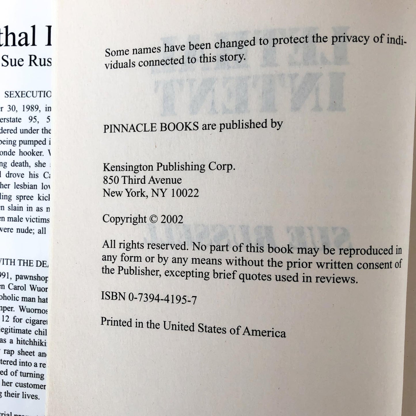 Lethal Intent: The Aileen Wournos Story by Sue Russell [FIRST EDITION / HARDCOVER]