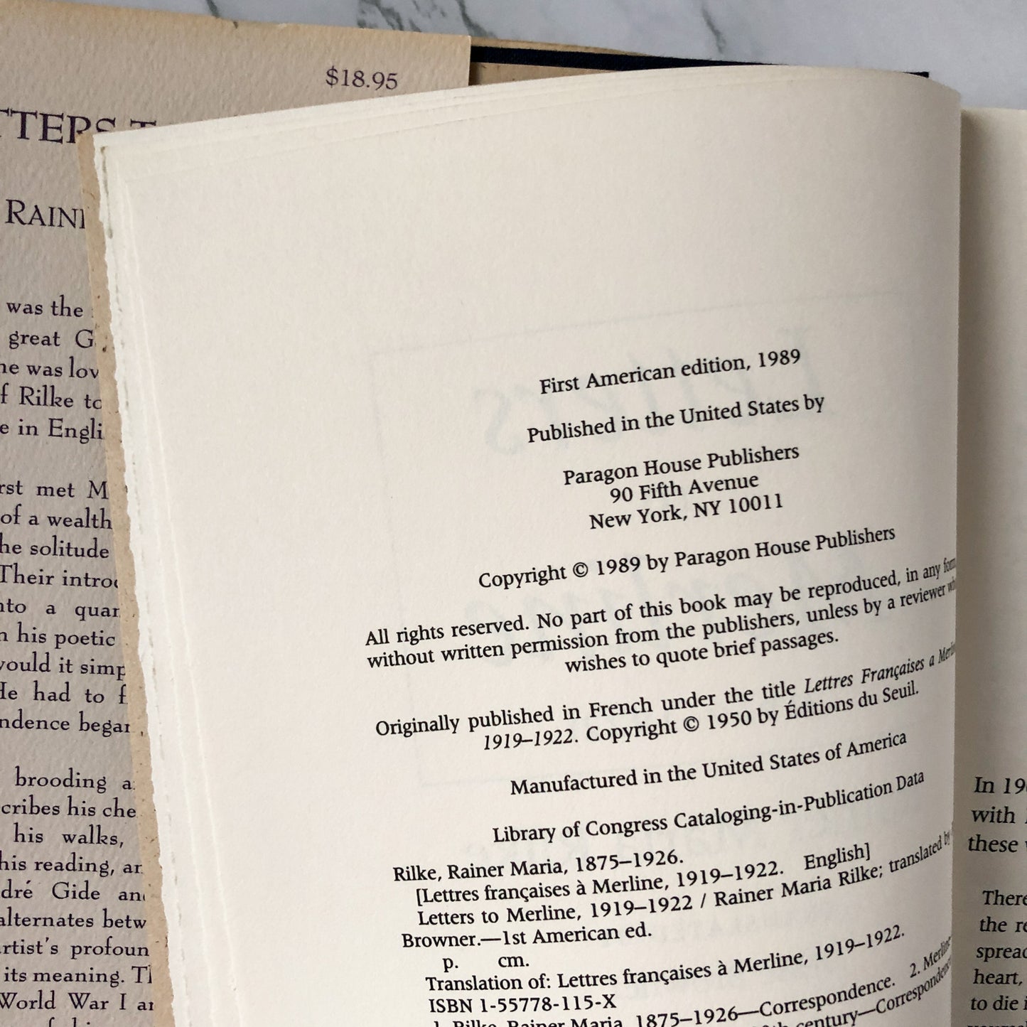 Letters To Merline: 1919-1922 by Rainer Maria Rilke [FIRST EDITION] - Bookshop Apocalypse