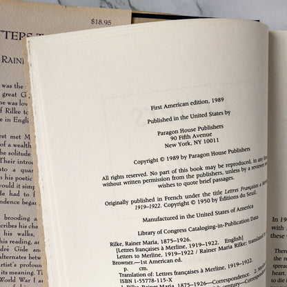 Letters To Merline: 1919-1922 by Rainer Maria Rilke [FIRST EDITION] - Bookshop Apocalypse
