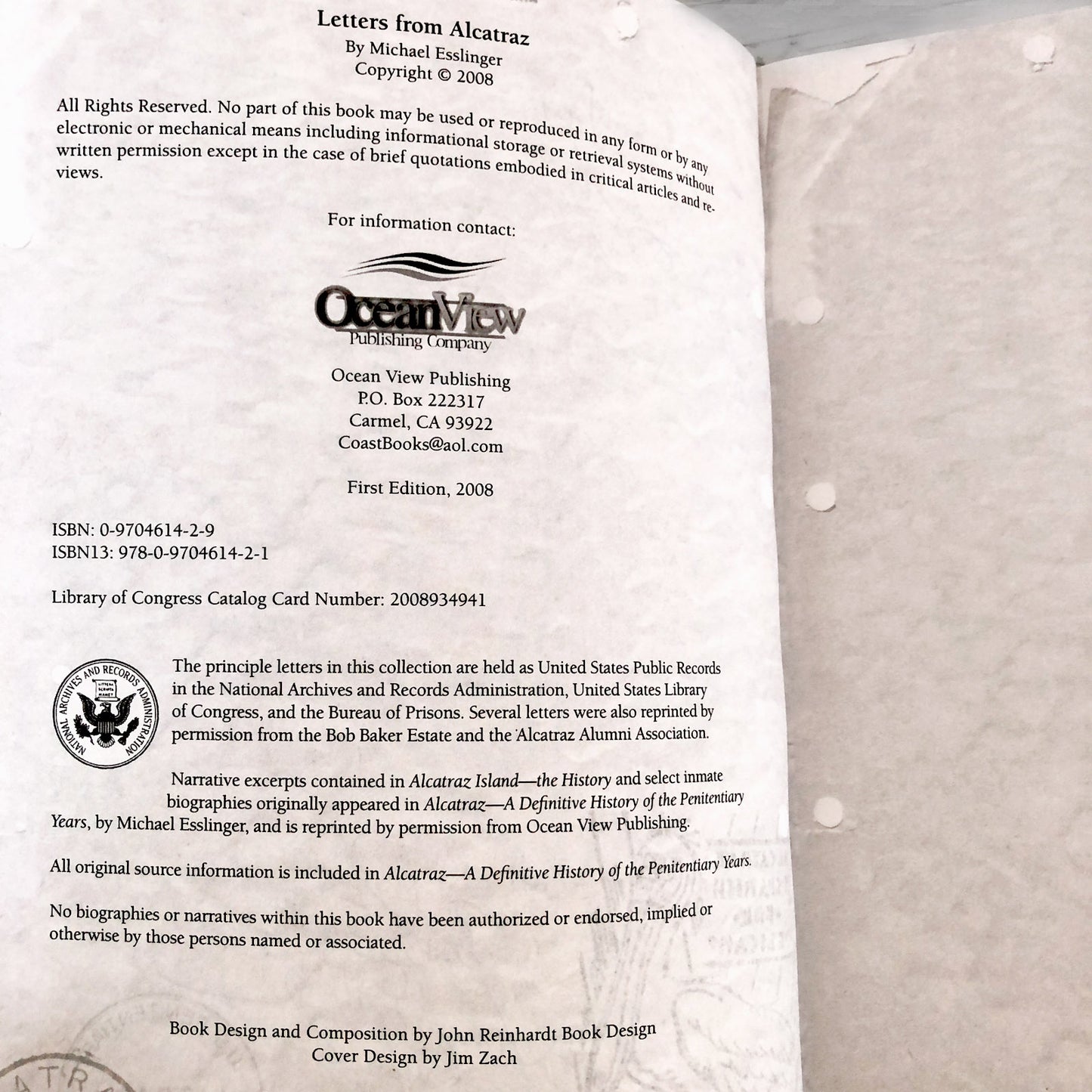 Letters from Alcatraz by Michael Esslinger SIGNED! [FIRST EDITION] 2008