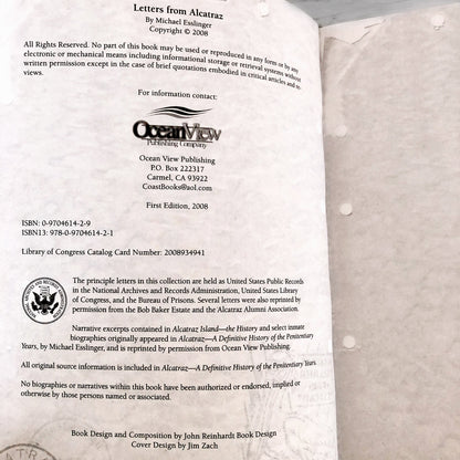 Letters from Alcatraz by Michael Esslinger SIGNED! [FIRST EDITION] 2008