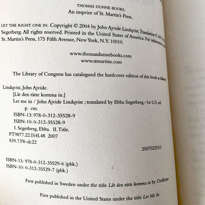 Let the Right One In by John Ajvide Lindqvist [TRADE PAPERBACK] 2007