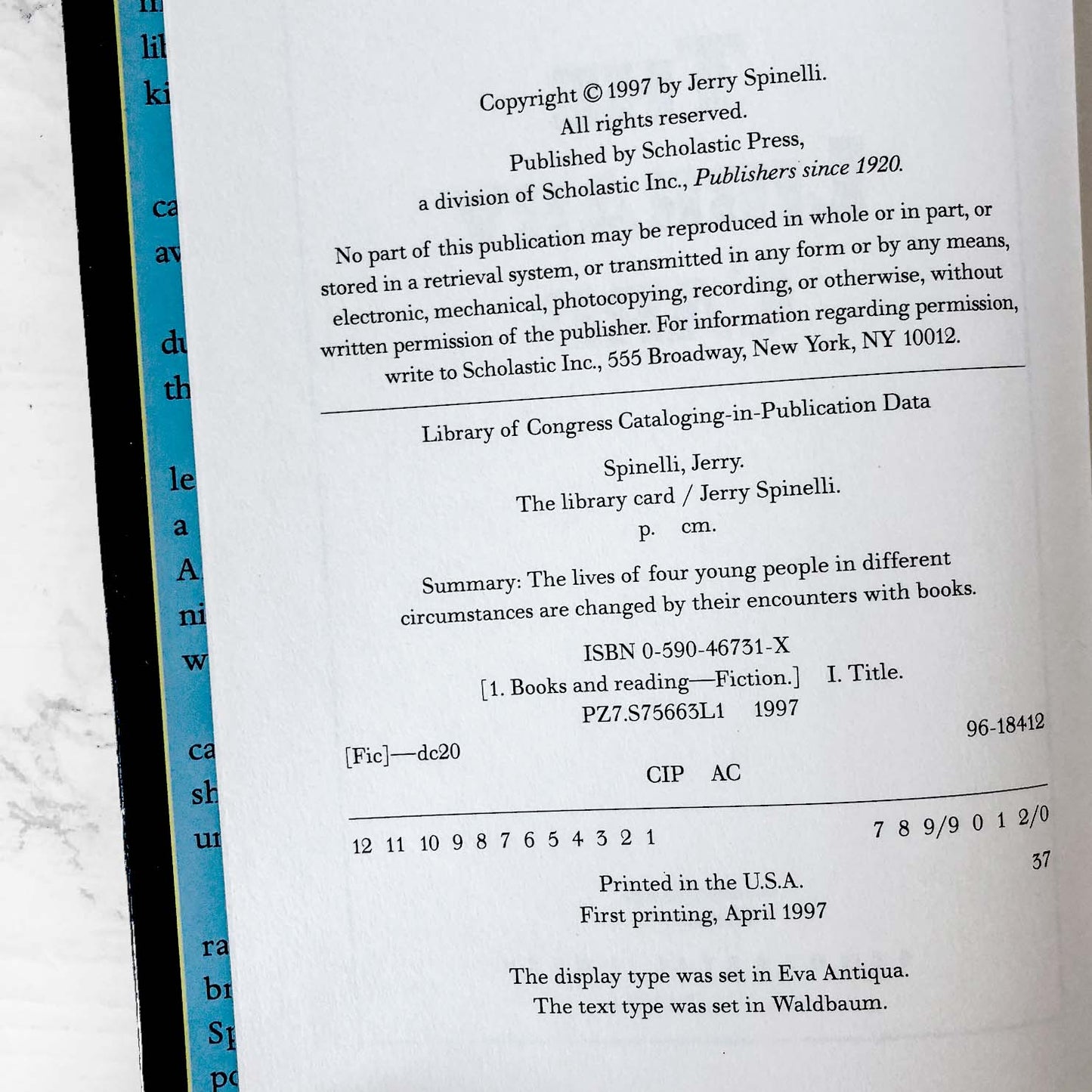 The Library Card by Jerry Spinelli [FIRST EDITION / FIRST PRINTING] 1997