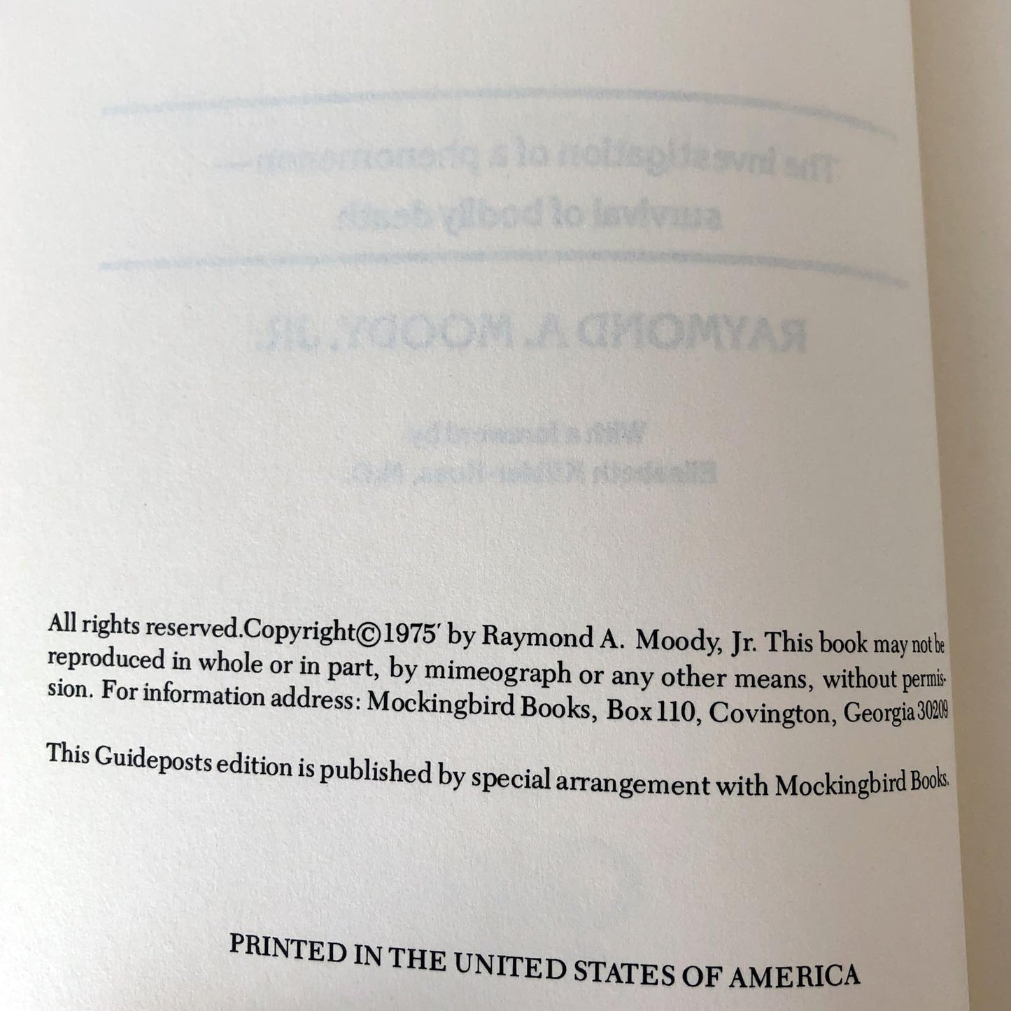 Life After Life: The Investigation of a Phenomenon by Raymond A. Moody Jr. [BOOK CLUB EDITION / 1975]