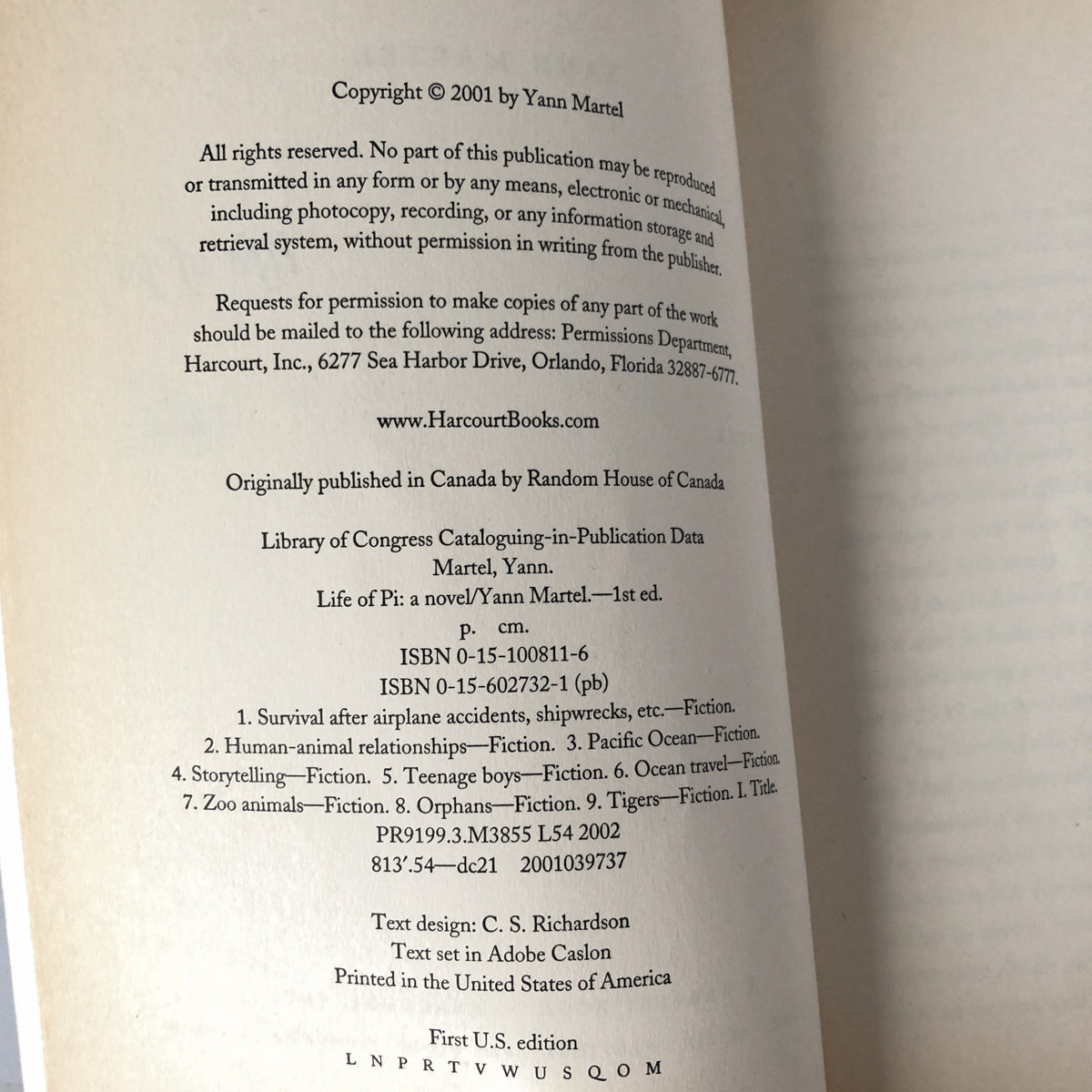 Life of Pi by Yann Martel [TRADE PAPERBACK / 2001] - Bookshop Apocalypse