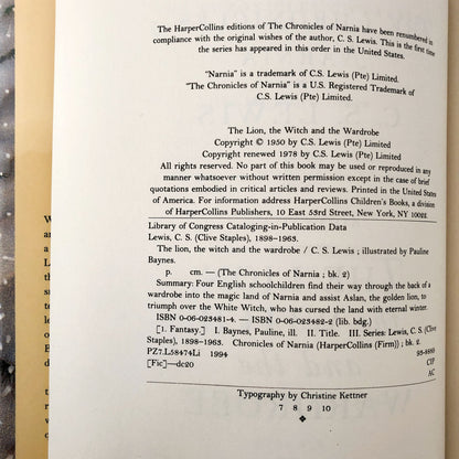 The Lion, The Witch & The Wardrobe by C.S. Lewis [1994 HARDCOVER] Chronicles of Narnia #2