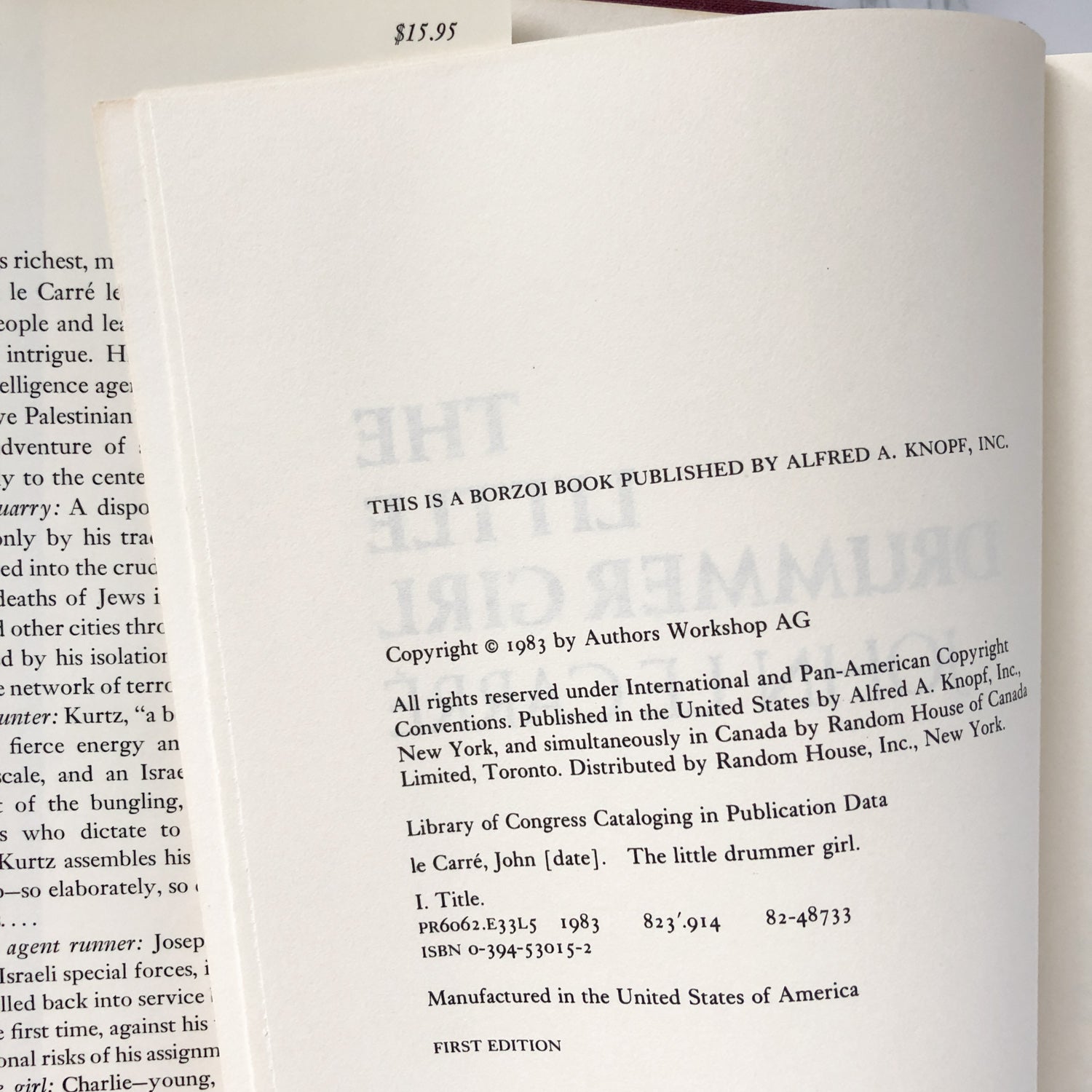 The Little Drummer Girl by by John le Carré [FIRST EDITION / FIRST PRINTING] - Bookshop Apocalypse