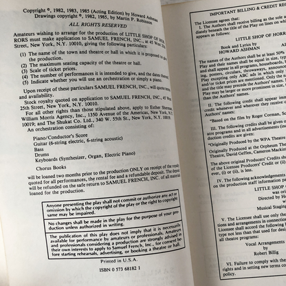 Little Shop of Horrors by Howard Ashman [1985 TRADE PAPERBACK] - Bookshop Apocalypse