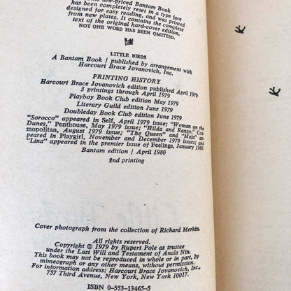 Little Birds by Anaïs Nin [1980 PAPERBACK]