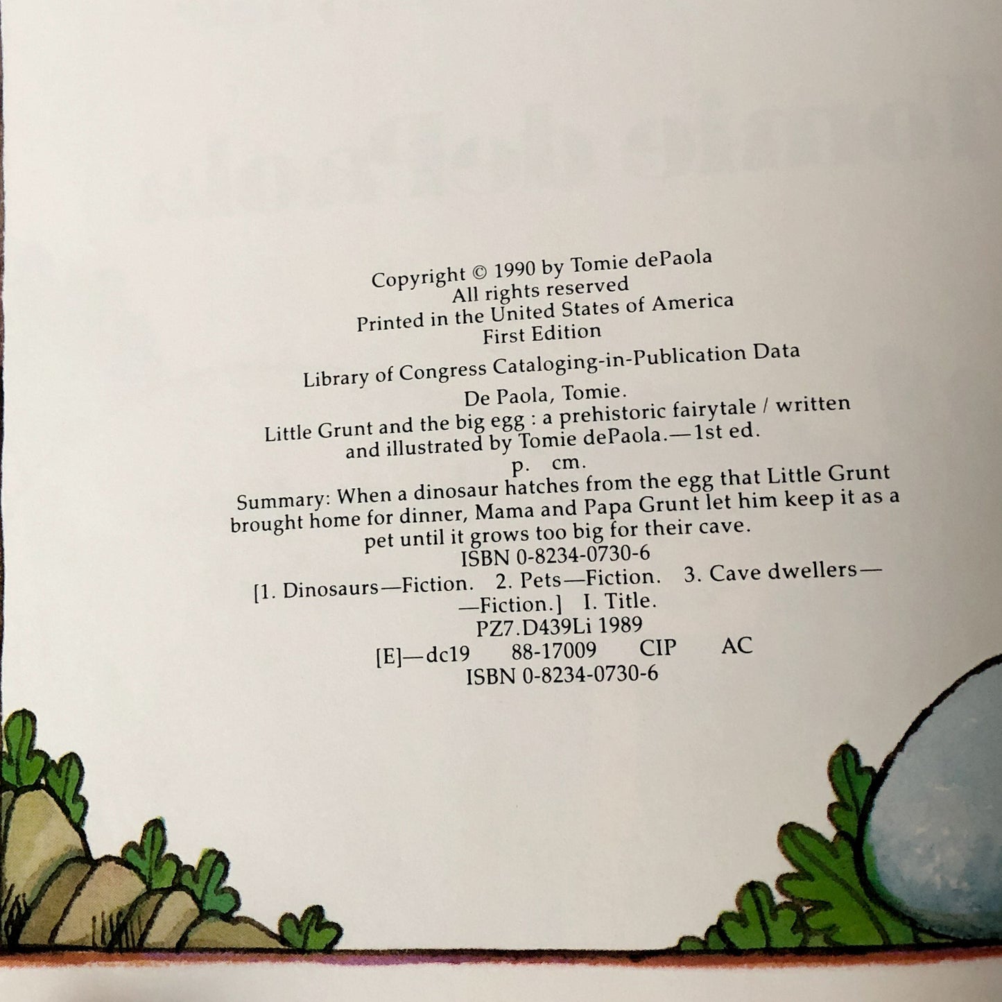 Little Grunt and the Big Egg by Tomie dePaola [FIRST EDITION / FIRST PRINTING] 1990