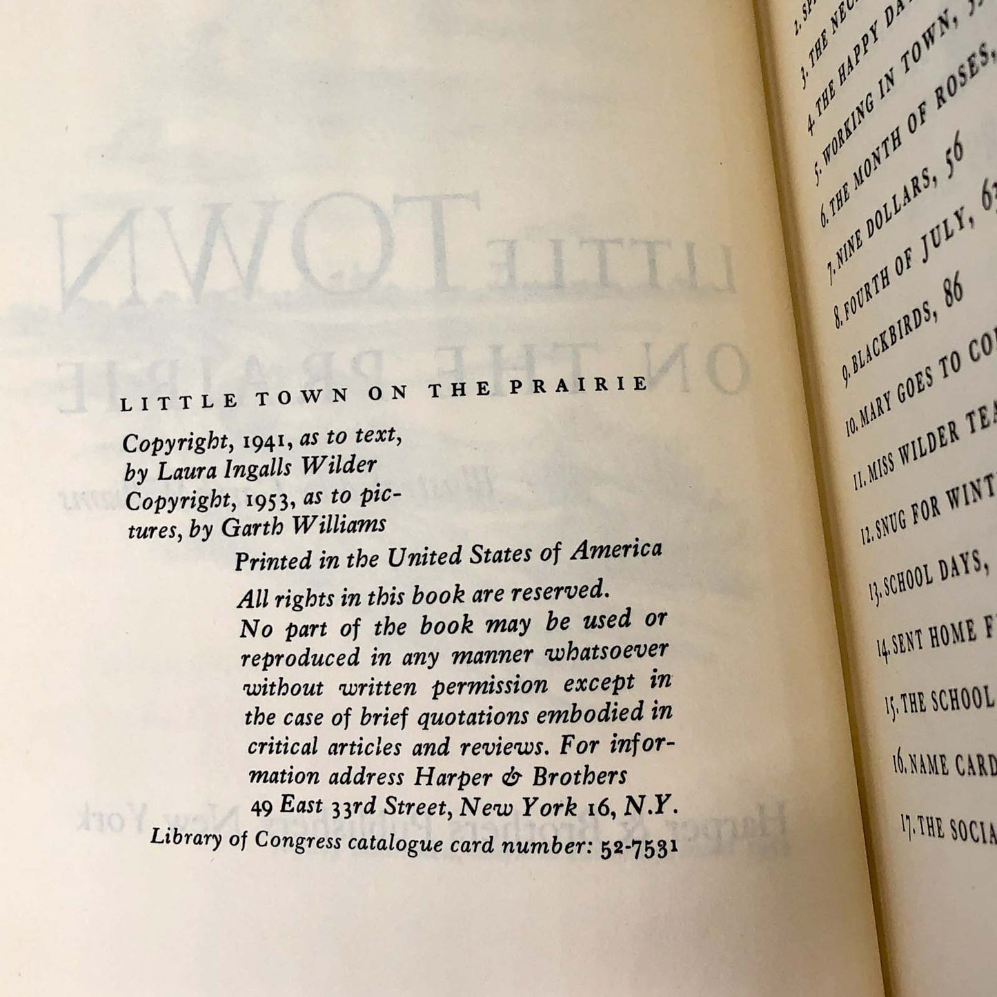 Little Town on the Prairie by Laura Ingalls Wilder • Garth Williams [SECOND HARDCOVER EDITION] 1953 • Harper & Bros. • Little House #7