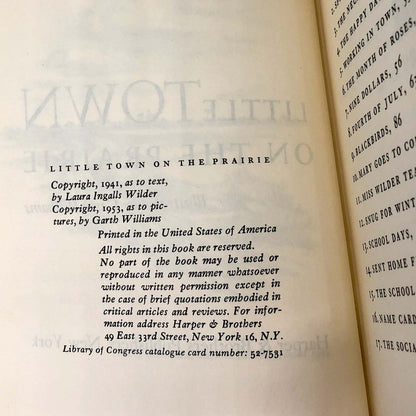 Little Town on the Prairie by Laura Ingalls Wilder • Garth Williams [SECOND HARDCOVER EDITION] 1953 • Harper & Bros. • Little House #7