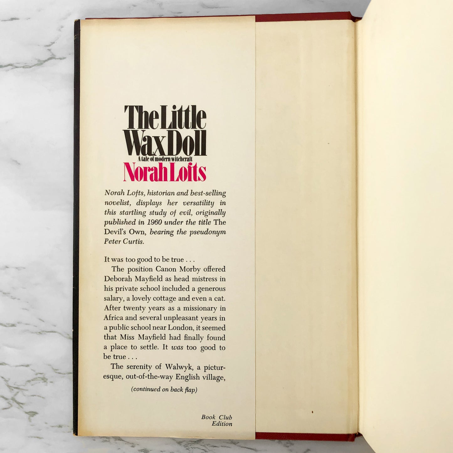 The Little Wax Doll: A Tale of Modern Witchcraft by Norah Lofts [BOOK CLUB EDITION / 1960]