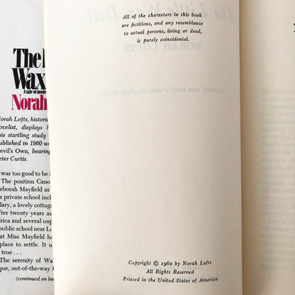 The Little Wax Doll: A Tale of Modern Witchcraft by Norah Lofts [BOOK CLUB EDITION / 1960]