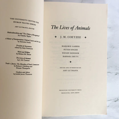 The Lives of Animals by J.M. Coetzee [TRADE PAPERBACK / 2001]