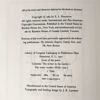 Lives of the Poets: A Novella & Six Stories by E.L. Doctorow [1984 HARDCOVER]