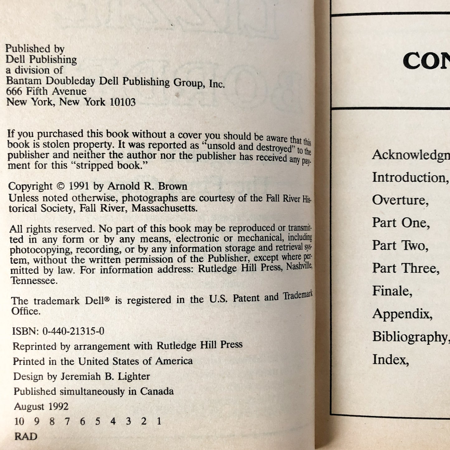 Lizzie Borden: The Legend, The Truth, The Final Chapter by Arnold R. Brown [1992 PAPERBACK] - Bookshop Apocalypse