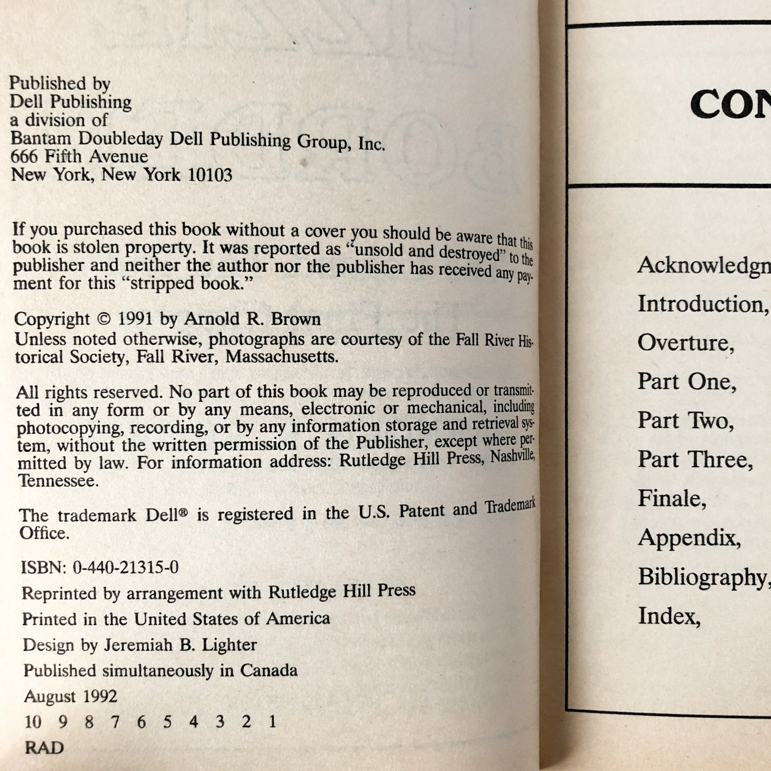 Lizzie Borden: The Legend, The Truth, The Final Chapter by Arnold R. Brown [1992 PAPERBACK] - Bookshop Apocalypse