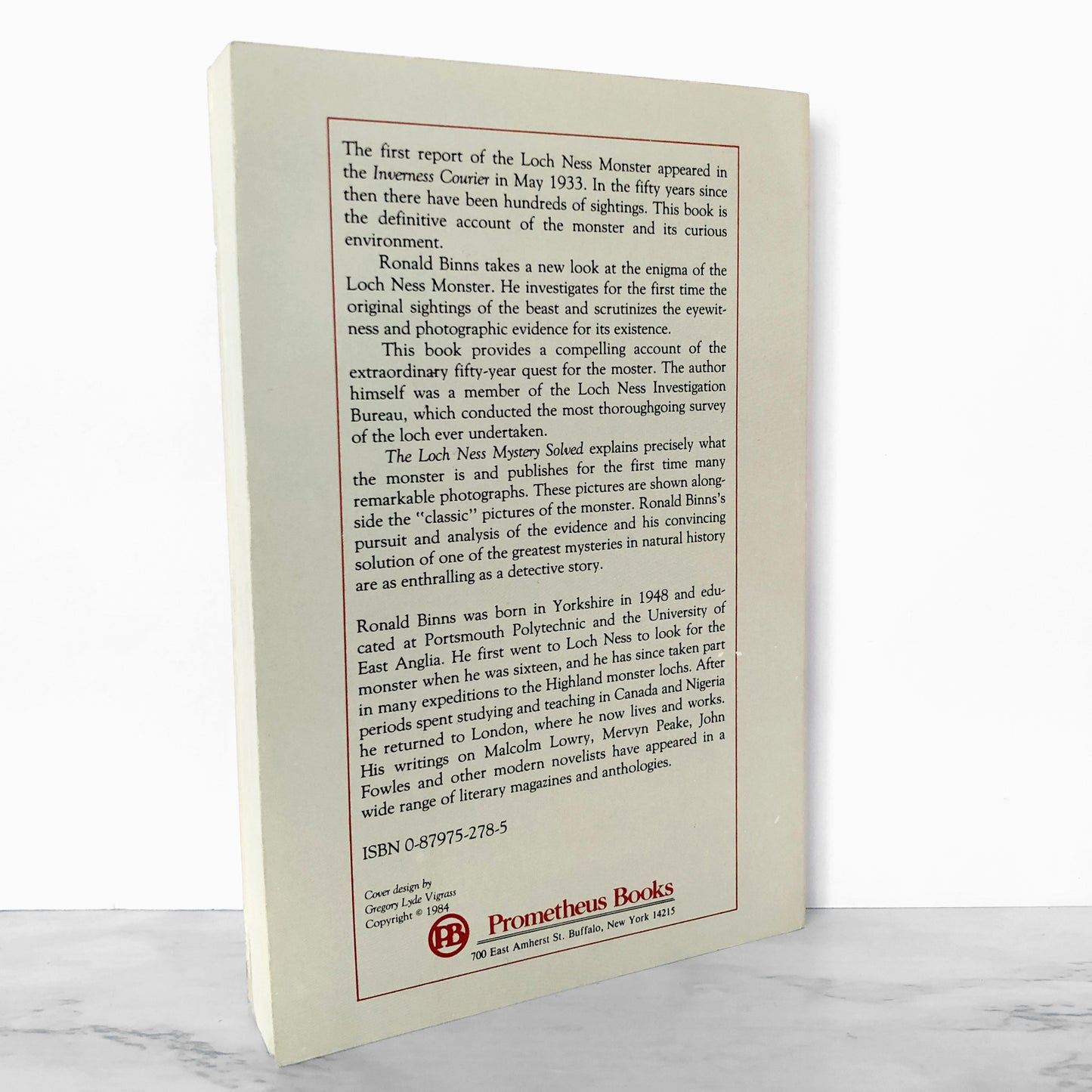 The Loch Ness Mystery Solved by Ronald Binns [1984 U.K. TRADE PAPERBACK]