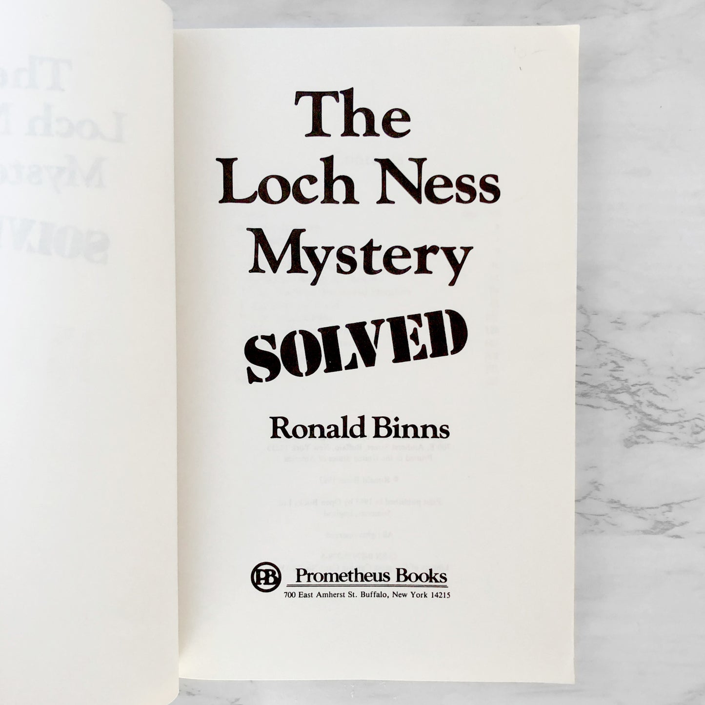 The Loch Ness Mystery Solved by Ronald Binns [1984 U.K. TRADE PAPERBACK]