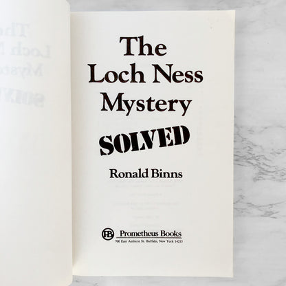The Loch Ness Mystery Solved by Ronald Binns [1984 U.K. TRADE PAPERBACK]