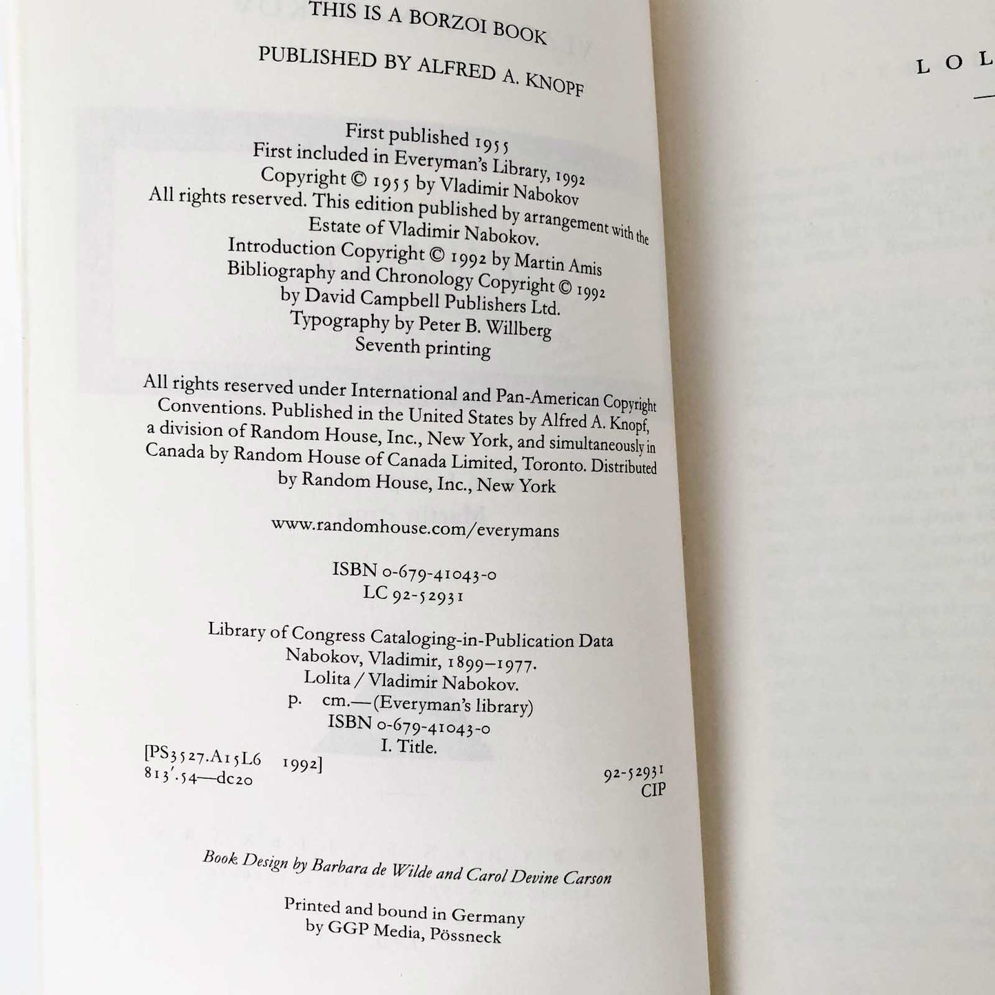 Lolita by Vladimir Nabokov [COLLECTOR'S EDITION HARDCOVER] 1992 • Everyman's Library