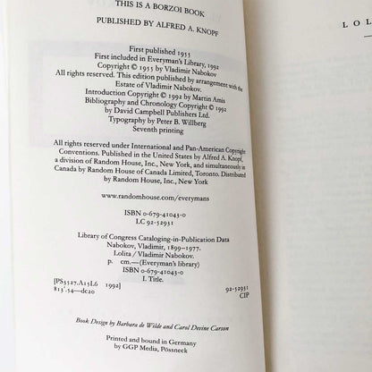 Lolita by Vladimir Nabokov [COLLECTOR'S EDITION HARDCOVER] 1992 • Everyman's Library