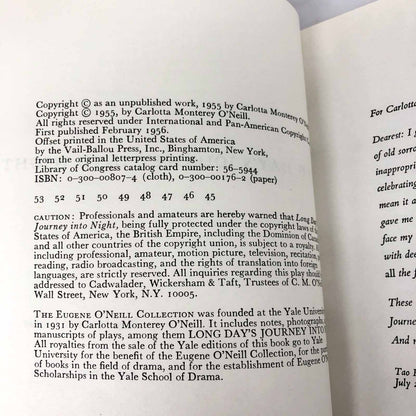 Long Day's Journey into Night by Eugene O'Neill [TRADE PAPERBACK] 1974 • Yale University Press