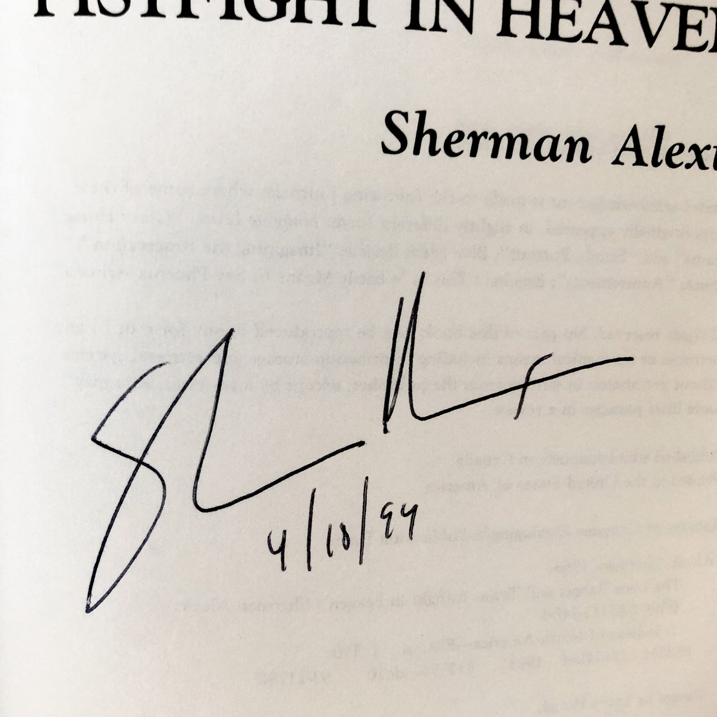 The Lone Ranger & Tonto Fistfight in Heaven by Sherman Alexie SIGNED! [FIRST EDITION] 1993
