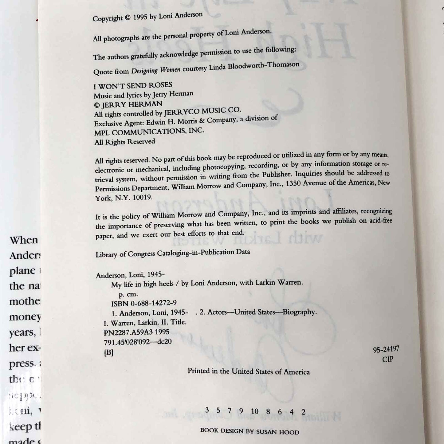 My Life in High Heels by Loni Anderson SIGNED! [FIRST EDITION] 1995