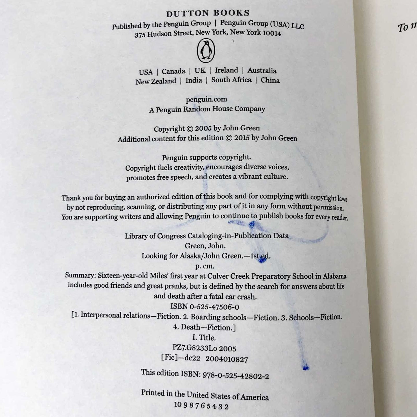 Looking For Alaska by John Green SIGNED! [10th ANNIVERSARY EDITION HARDCOVER]