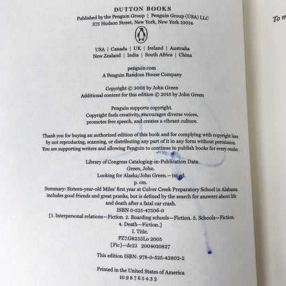 Looking For Alaska by John Green SIGNED! [10th ANNIVERSARY EDITION HARDCOVER]