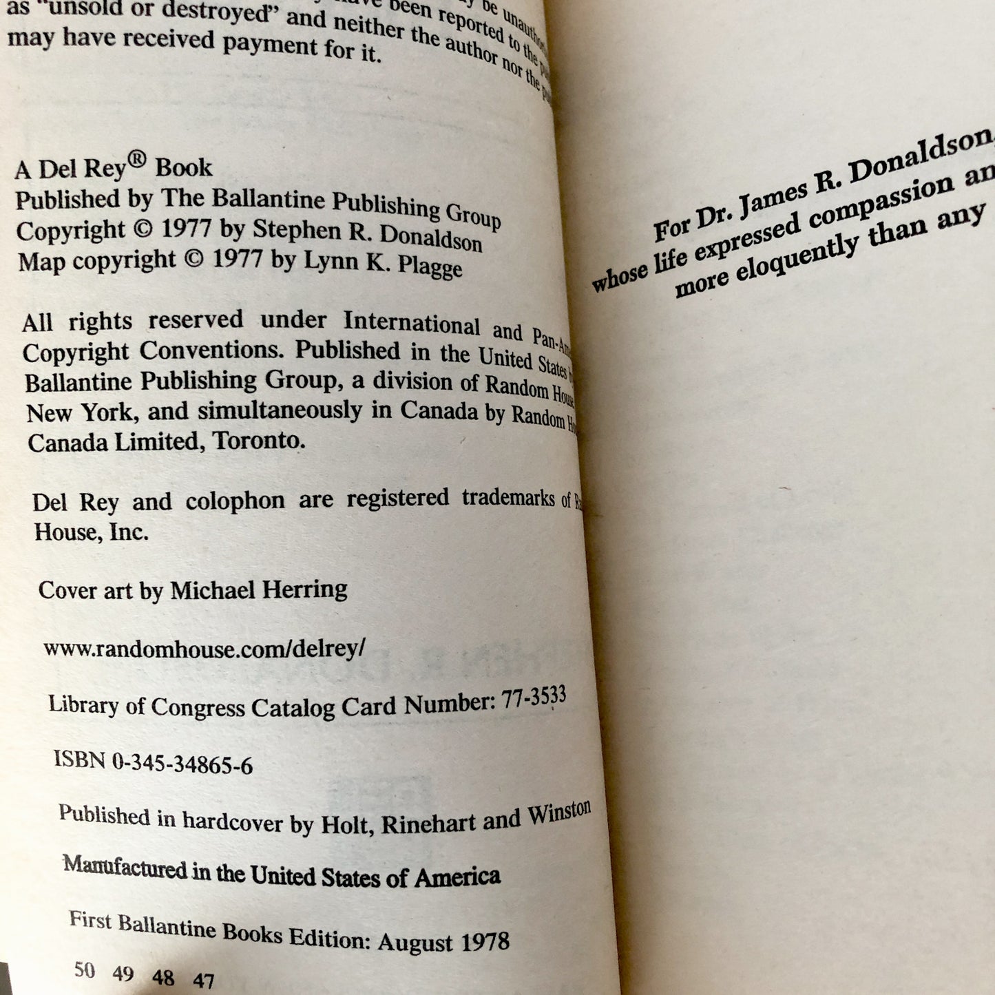 Lord Foul's Bane by Stephen R. Donaldson [1989 PAPERBACK]