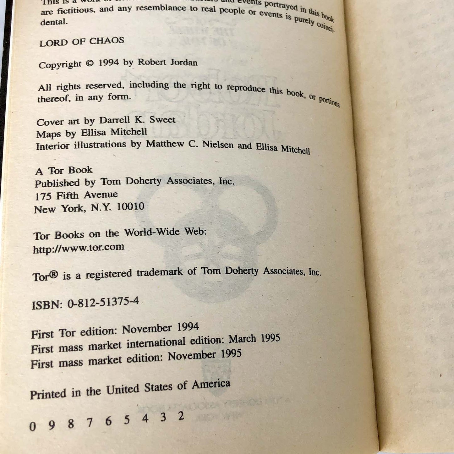 Lord of Chaos by Robert Jordan [1995 PAPERBACK] Wheel of Time #6