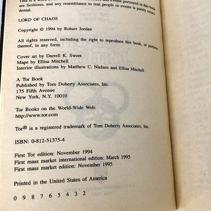 Lord of Chaos by Robert Jordan [1995 PAPERBACK] Wheel of Time #6