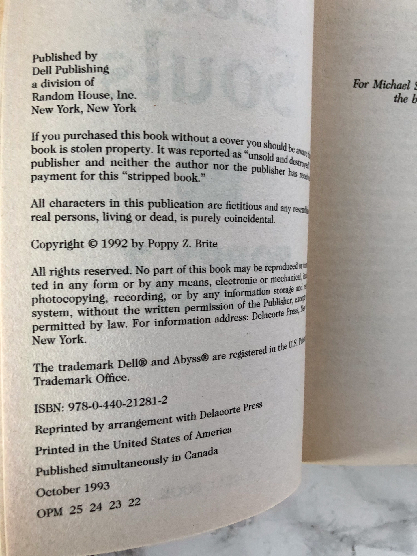 Lost Souls by Poppy Z. Brite [1993 PAPERBACK] - Bookshop Apocalypse