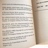 Love and its Derangements & Other Poems by Joyce Carol Oates [FIRST PAPERBACK PRINTING] 1974
